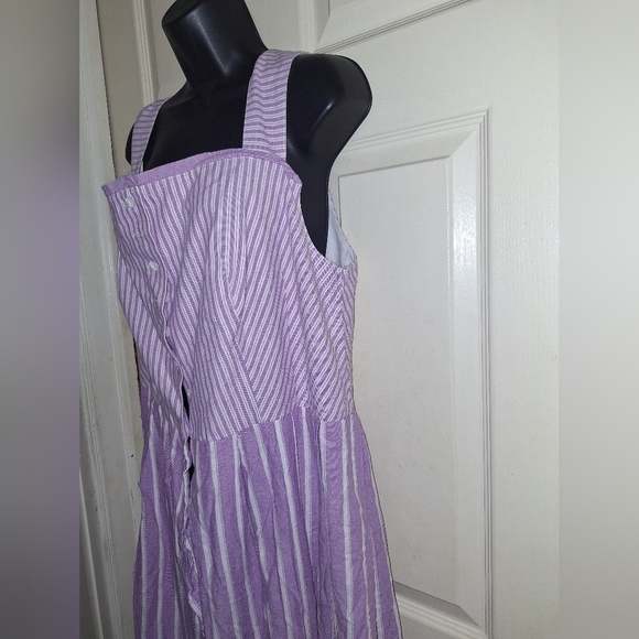 Purple Pleated Sundress with Square Neckline - Picture 6 of 8